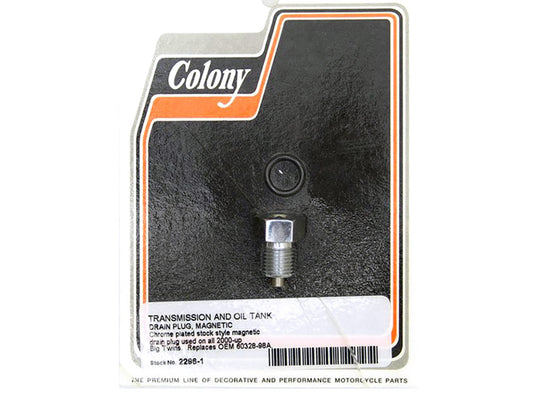 Oil & Transmission Drain Plug - Chrome. Fits Big Twin 2000up.