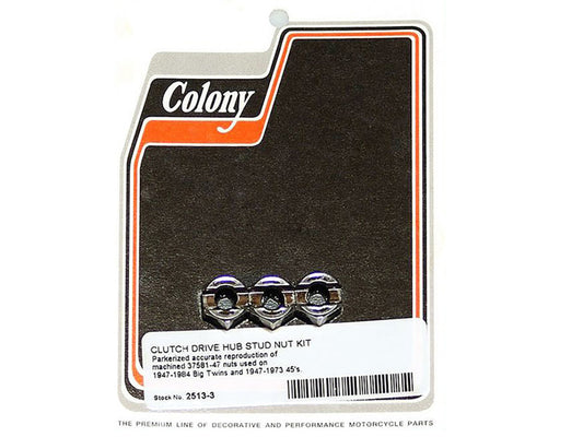 Clutch Hub Nut - Pack of 3. Fits 4Spd Big Twin 1947-1984 & 45's 1947-1973.