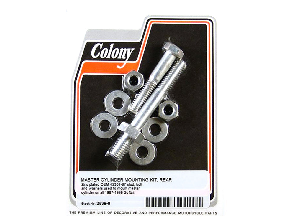 Foot Brake Master Cylinder Stud & Bolt Kit. Fits FL Softail 1987-1999.
