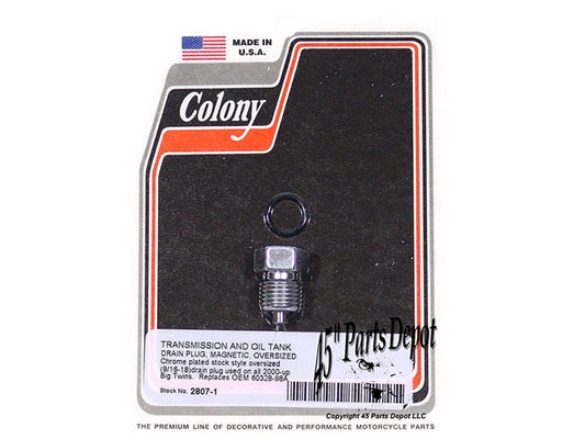 Oversized Primary & Transmission Drain Plug - Chrome. Fits Big Twin 2000up.