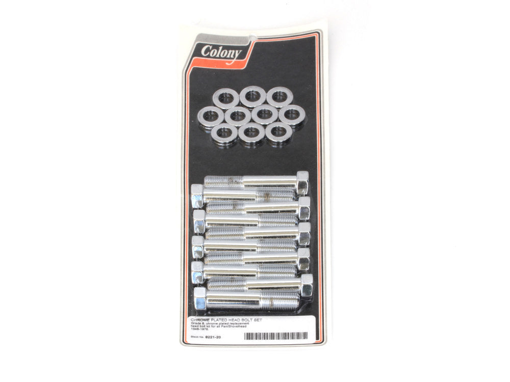 Stock Head Bolts - Chrome. Fits Pan & Shovel 1948-1984.