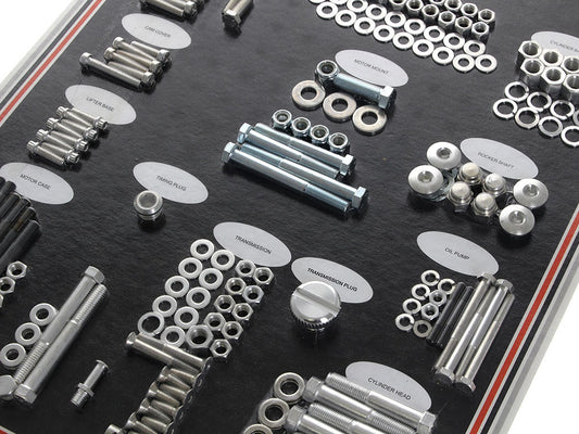 Complete Stock Hardware Kit - CAD Plated. Fits Big Twin 1976-1978 with Shovelhead Engine