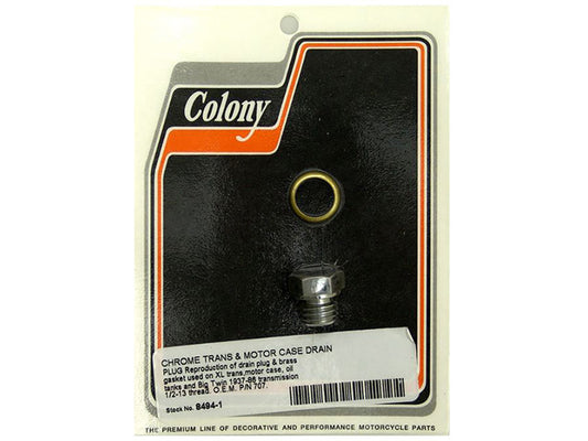 Transmission, Motor Case & Oil Tank Drain Plug - Chrome. Fits 4Spd Big Twin 1941-1986 & Sportster 1967-1980
