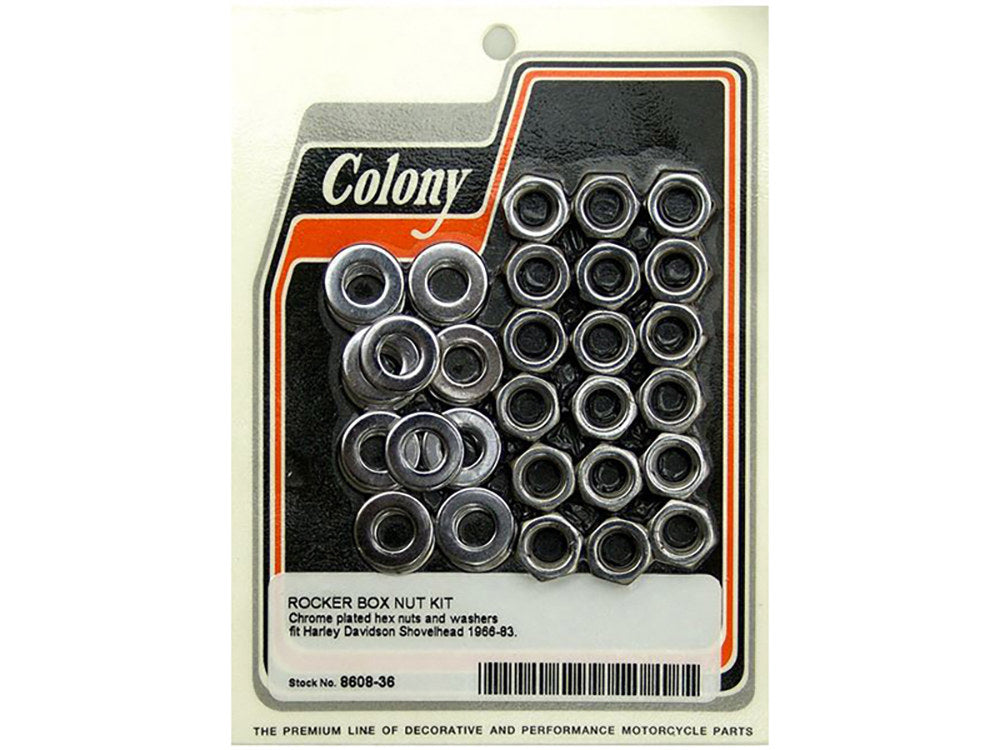 Hex Head Rocker Cover Nuts - Chrome. Fits Shovel 1966-1984.