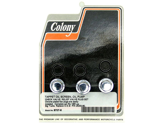 Hex Head Oil Pump Plugs. Fits Big Twin 1981-1999.