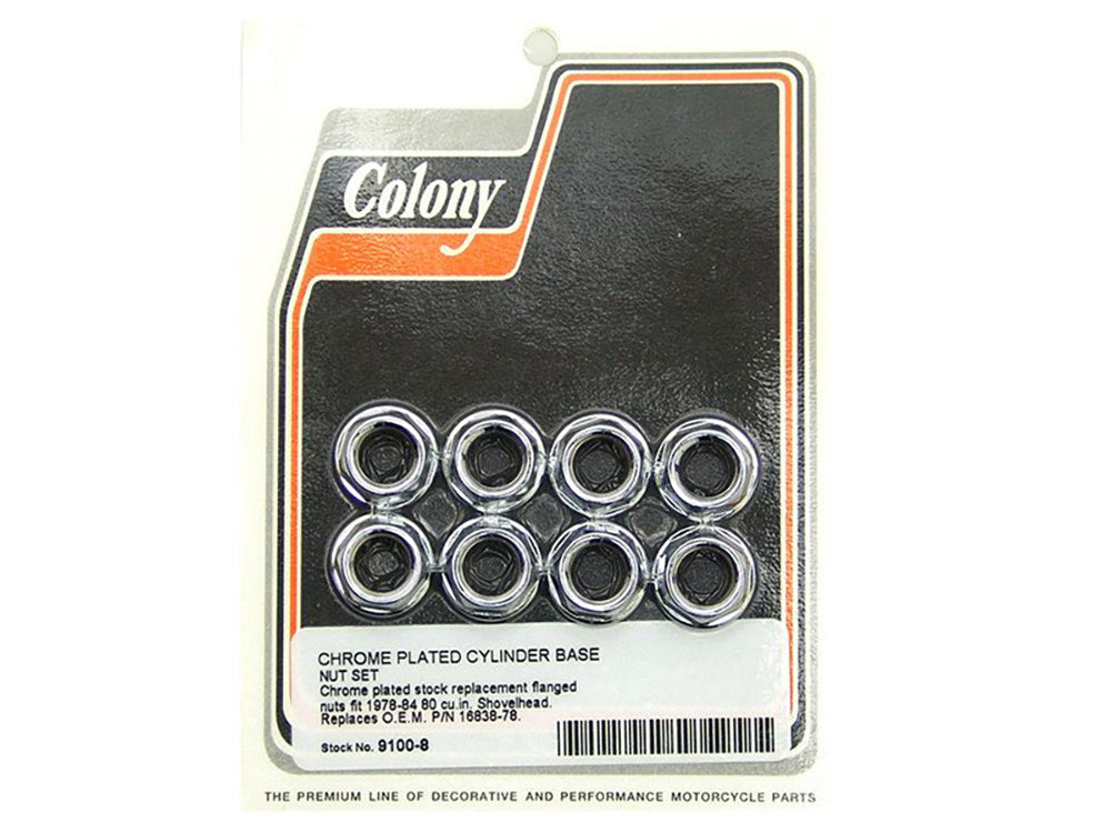 Cylinder Base Nuts - Chrome. Fits Shovel 1978-1984 with 80ci Engine.