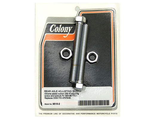 Rear Axle Adjusting Kit - Chrome. Fits Softail 1993-1999.