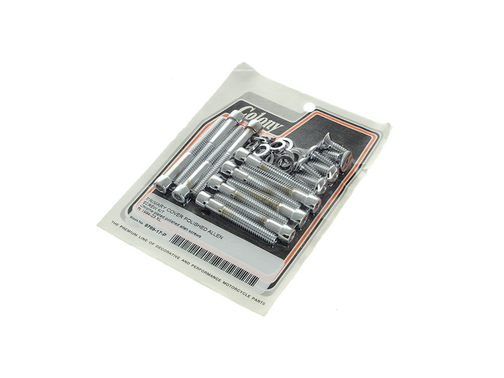 Polished Allen Head Primary Cover Bolts - Chrome. Fits Sportster 1994-2003