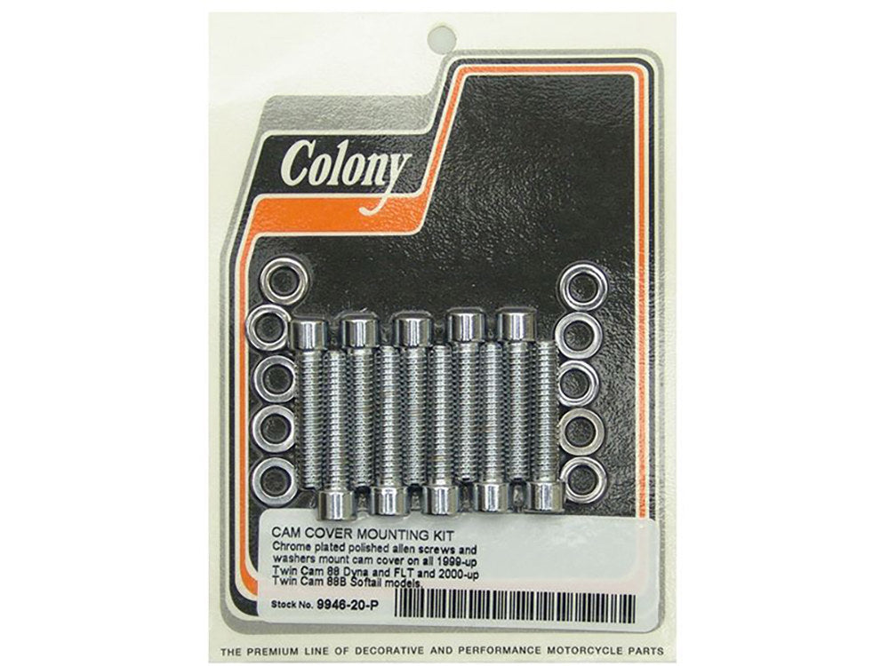 Polished Allen Head Cam Cover Bolts - Chrome. Fits Twin Cam 1999-2017.
