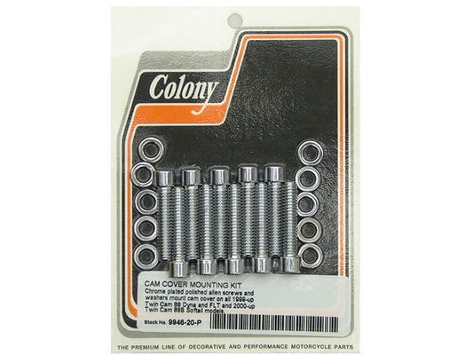 Polished Allen Head Cam Cover Bolts - Chrome. Fits Twin Cam 1999-2017.