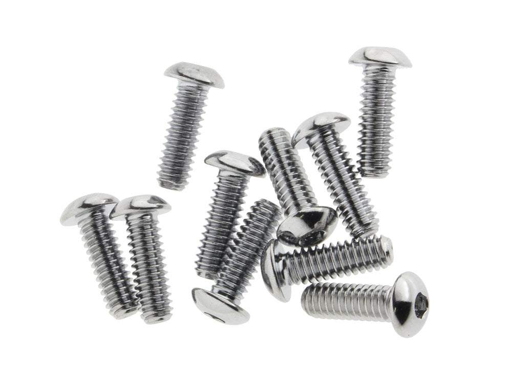 1/4-20 x 3/4in. UNC Button Head Allen Bolts - Chrome. Pack 10.