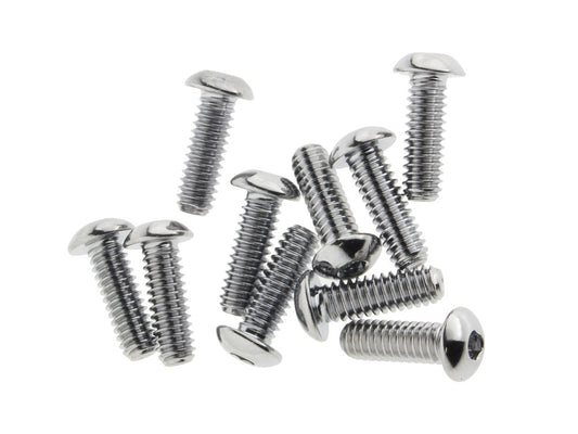1/4-20 x 3/4in. UNC Button Head Allen Bolts - Chrome. Pack 10.