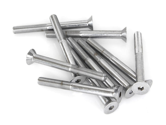 1/4-28 x 2-1/2in. UNF Flat Head Allen Bolt - Chrome. Pack 10.