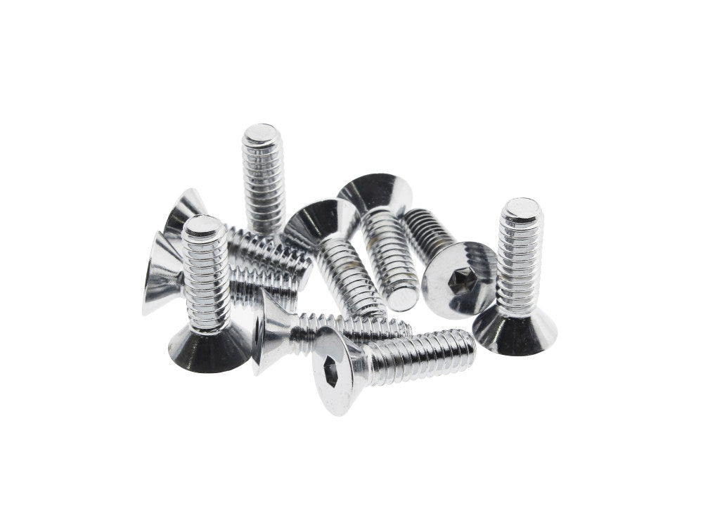 1/4-20 x 7/8in. UNC Flat Head Allen Bolts - Chrome. Pack 10.