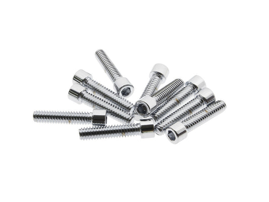 1/4-20 x 1-1/8in. UNC Polished Socket Head Allen Bolts - Chrome. Pack 10.