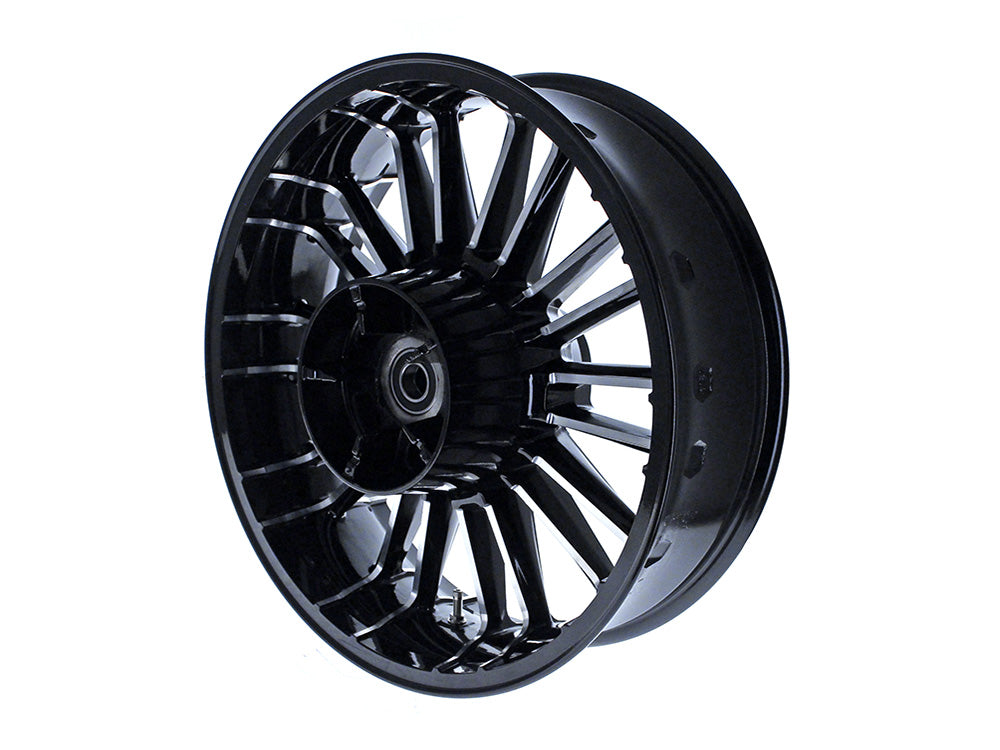 18in. x 5.50in. wide Atlantic 3D Wheel with Rear Hub - Black Cut. Fits Touring 2009up with ABS