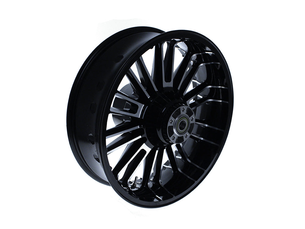 18in. x 5.50in. wide Atlantic 3D Wheel with Rear Hub - Black Cut. Fits Touring 2009up with ABS