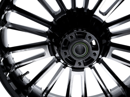 18in. x 5.50in. wide Atlantic 3D Wheel with Rear Hub - Black Cut. Fits Touring 2009up with ABS