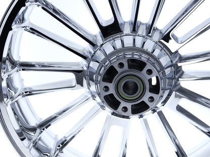 18in. x 5.50in. wide Atlantic 3D Wheel with Rear Hub - Chrome. Fits Touring 2009up with ABS