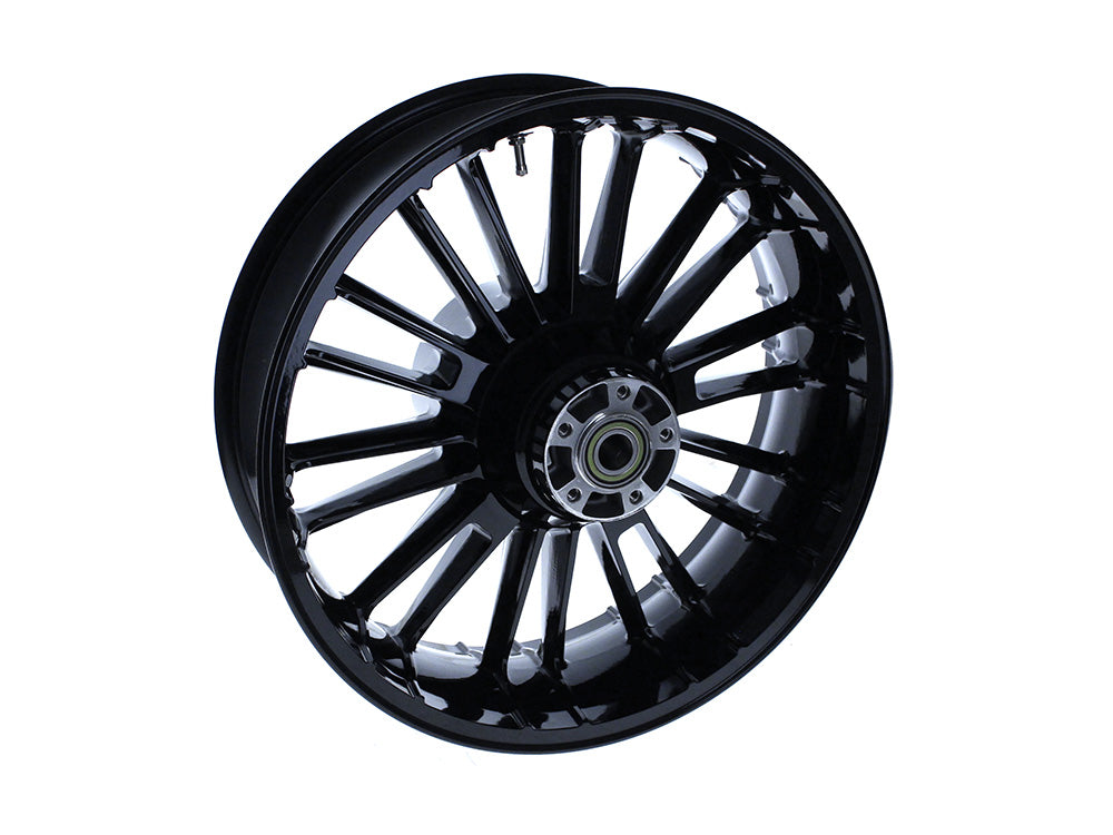18in. x 5.50in. wide Atlantic 3D Wheel with Rear Hub - Gloss Black. Fits Touring 2009up with ABS