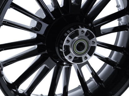 18in. x 5.50in. wide Atlantic 3D Wheel with Rear Hub - Gloss Black. Fits Touring 2009up with ABS