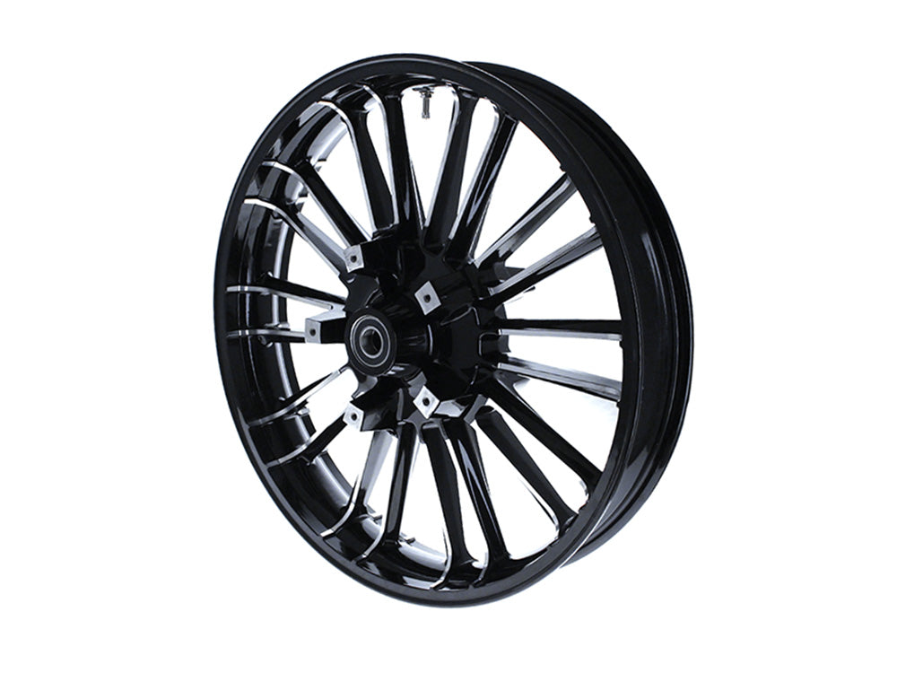 21in. x 3.50in. wide Atlantic 3D Wheel with Front Hub - Black Cut. Fits Touring 2008up with ABS