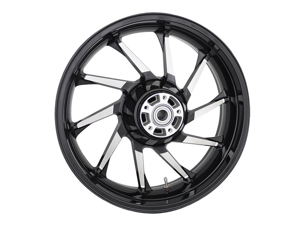 18in. x 5.50in. wide Hurricane 3D Wheel with Rear Hub - Black Cut. Fits Touring 2009up with ABS