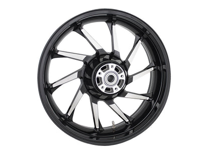 18in. x 5.50in. wide Hurricane 3D Wheel with Rear Hub - Black Cut. Fits Touring 2009up with ABS