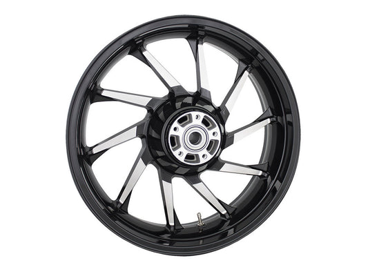 18in. x 5.50in. wide Hurricane 3D Wheel with Rear Hub - Black Cut. Fits Touring 2009up with ABS