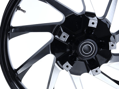 21in. x 3.50in. wide Hurricane 3D Wheel with Front Hub - Black Cut. Fits Touring 2008up with ABS