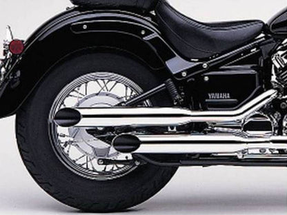 Exhaust with Slash Cut Mufflers - Chrome. Fits Yamaha V-Star XVS650 1998-2019