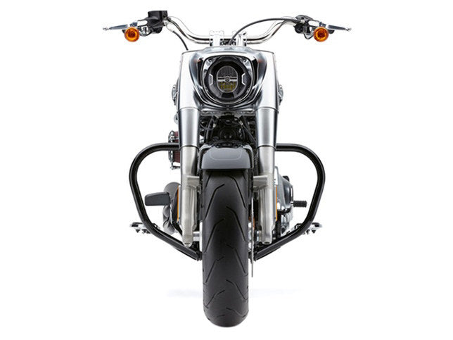 Engine Guard Freeway Bar - Black. Fits Softail Slim, Fat Bob, Deluxe, Sport Glide, Fat Boy, Heritage & Breakout 2018up.