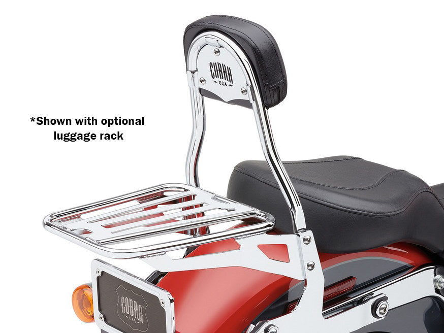 Short Quick Detachable Sissy Bar Kit - Chrome. Fits FX Softail 2006-2015 & Fatboy 2007-2017 with 200mm Rear Tyre.