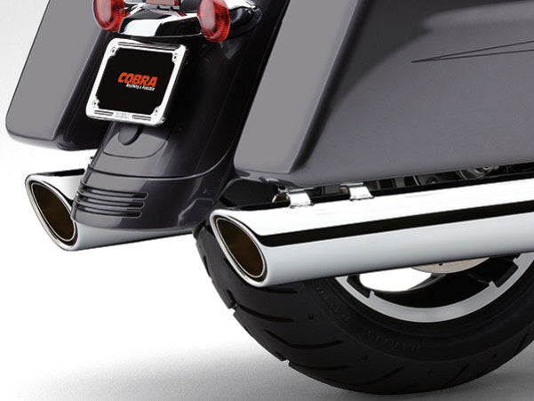 4in. 909 Back Slash Slip-On Mufflers - Chrome. Fits Touring 1995-2016 & Trike 2017-2020.