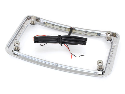 Curved Number Plate Frame with Number Plate Light Only - Chrome.
