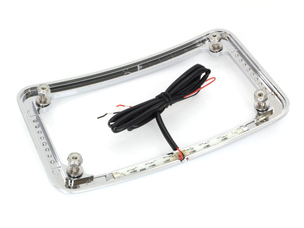 Curved Number Plate Frame with Number Plate Light Only - Chrome.