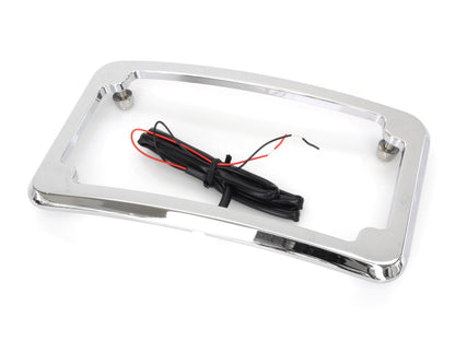 Curved Number Plate Frame with Number Plate Light Only - Chrome.