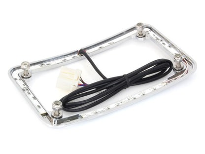 Curved Slick Signal Run, Turn, Brake & Number Plate Frame - Chrome. Fits Softail 1999-2010, FXD 1999-2017 & Sportster 1999-2021.