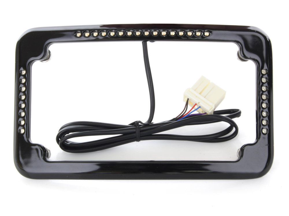 Curved Slick Signal Run, Turn, Brake & Number Plate Frame - Black. Fits Softail 1999-2010, FXD 1999-2017 & Sportster 1999-2021.