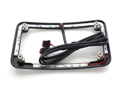 Curved Slick Signal Run, Turn, Brake & Number Plate Frame - Black. Fits Softail 2018up.