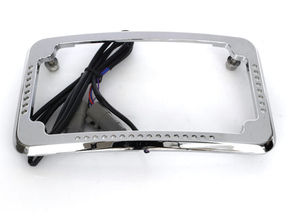 Curved Slick Signal Run, Turn, Brake & Number Plate Frame - Chrome. Fits Softail 2011-2017.