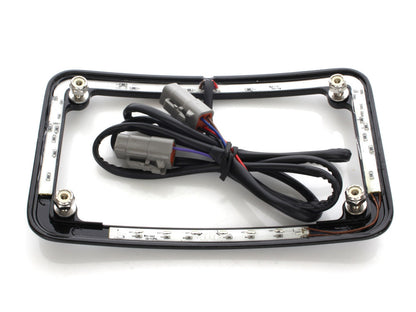 Curved Slick Signal Run, Turn, Brake & Number Plate Frame - Black. Fits Softail 2011-2017.