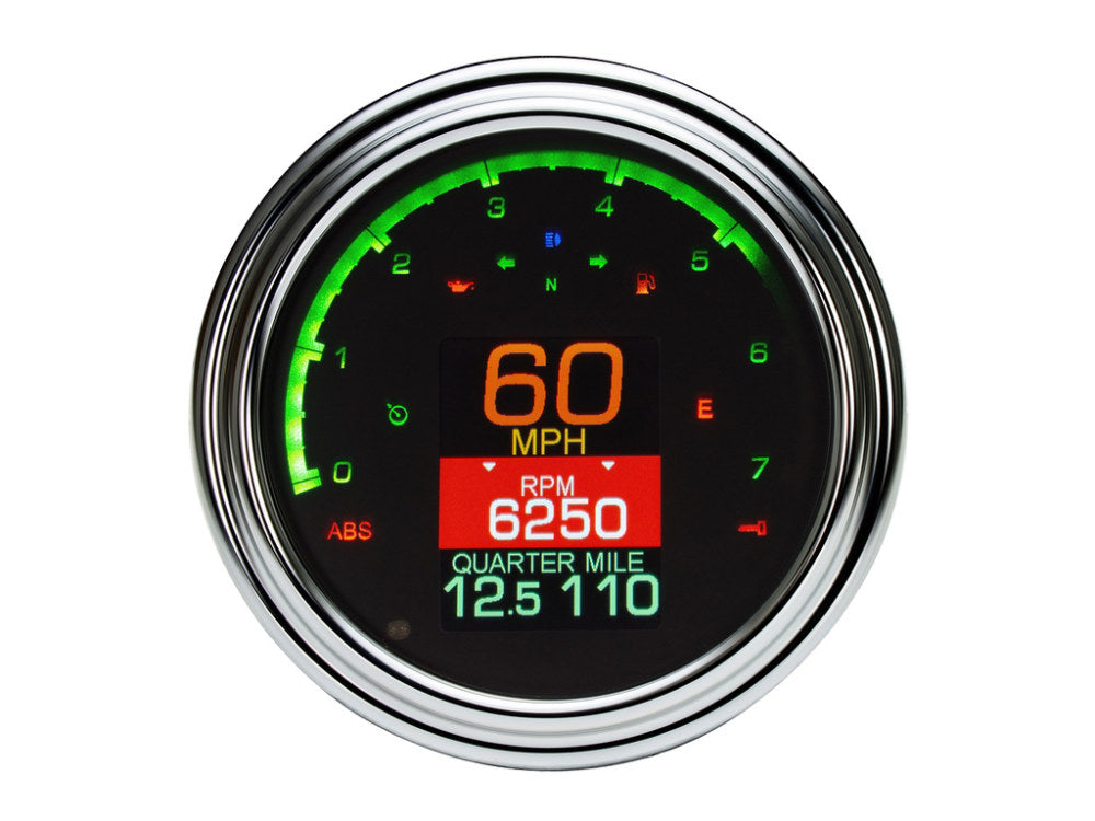 4-1/2in. Tank Mount KPH Speedometer with Tachometer - Chrome. Fits Softail 2004-2010 & Dyna Wide Glide 2004-2008.