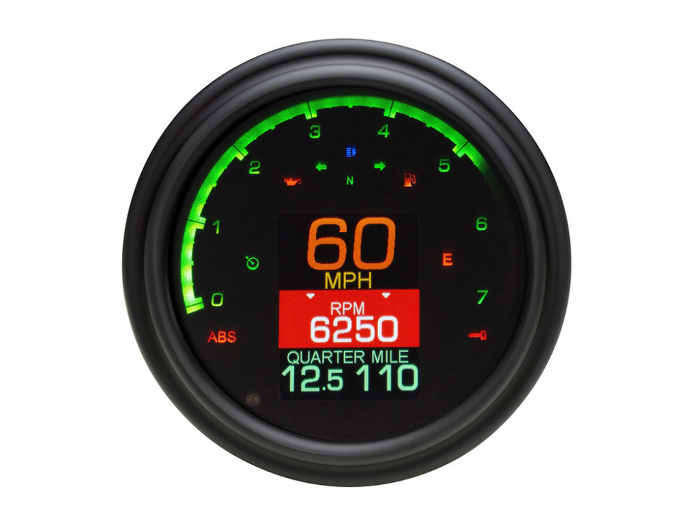 4-1/2in. Tank Mount KPH Speedometer with Tachometer - Black. Fits Softail 2004-2010 & Dyna Wide Glide 2004-2008.