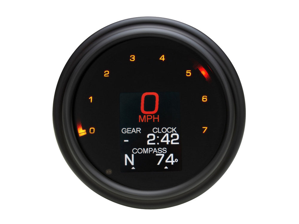 4-1/2in. Tank Mount KPH Speedometer with Tachometer - Black. Fits Softail 2011up, Road King 2014up & Dyna Switchback, Custom & Fat Bob 2012-2017.