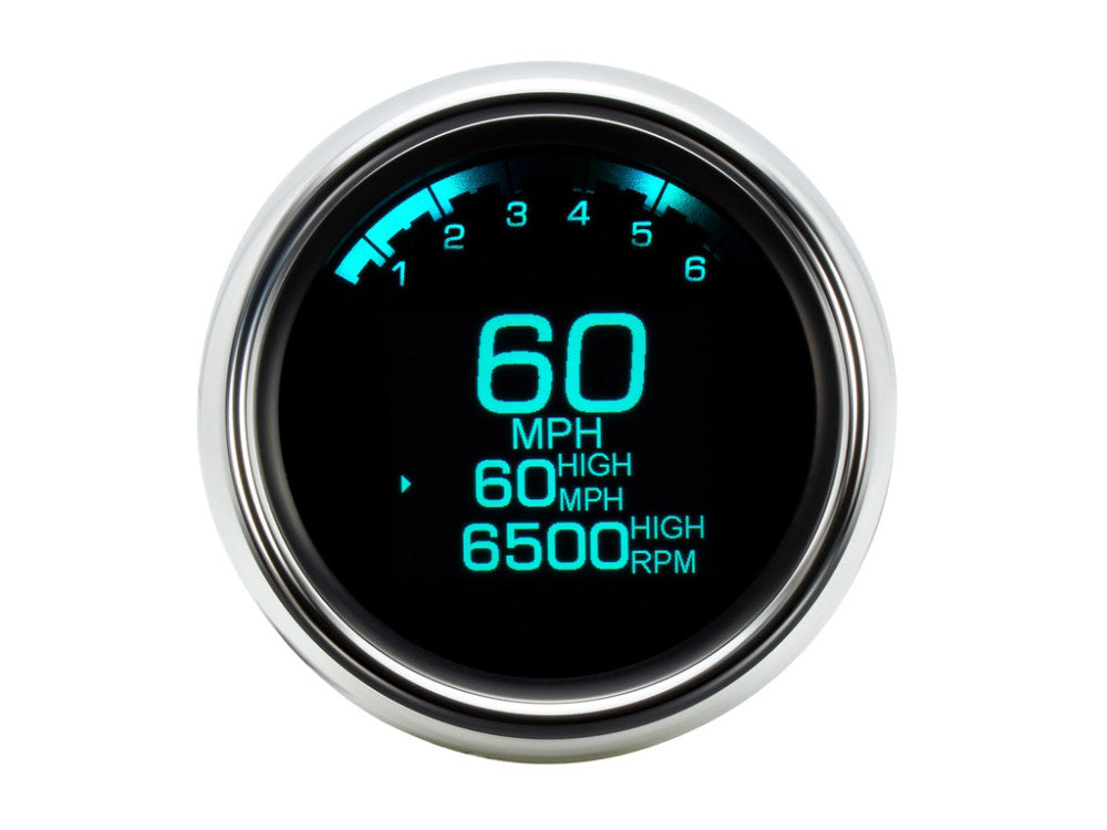 3-3/8in. Round KPH Speedometer with Tachometer - Chrome. Fits Dyna 2004-2011 & Sportster 2004-2013.