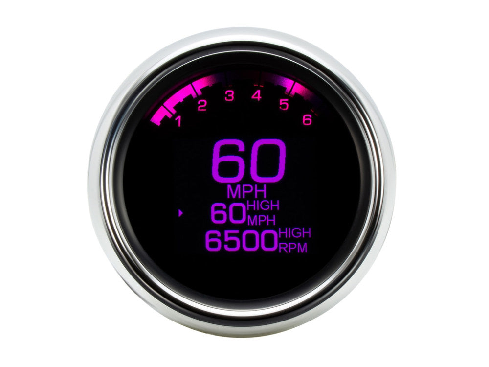 3-3/8in. Round KPH Speedometer with Tachometer - Chrome. Fits Dyna 2004-2011 & Sportster 2004-2013.