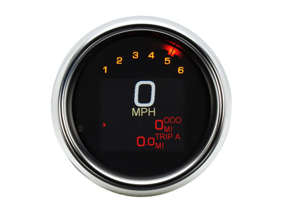 3-3/8in. Round KPH Speedometer with Tachometer - Chrome. Fits Dyna 2004-2011 & Sportster 2004-2013.