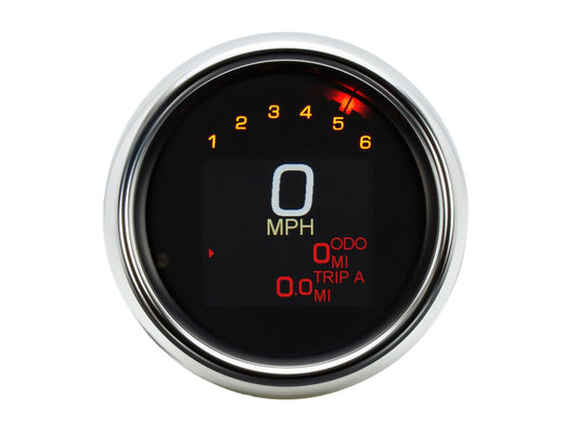 3-3/8in. Round KPH Speedometer with Tachometer - Chrome. Fits Softail Fat Bob 2018up, Sportster 2014-2021, Dyna Street Bob, Low Rider & Wide Glide 2012-2017 & Softail Breakout, Rocker & Black Line 2011-2017.