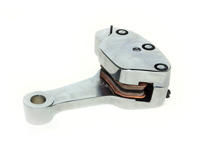 Right Hand Rear 4 Piston Caliper & Mounting Bracket - Chrome. Fits Softail 2000-2007.
